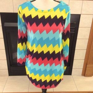 Long Sleeve Chevron Top, Sz S